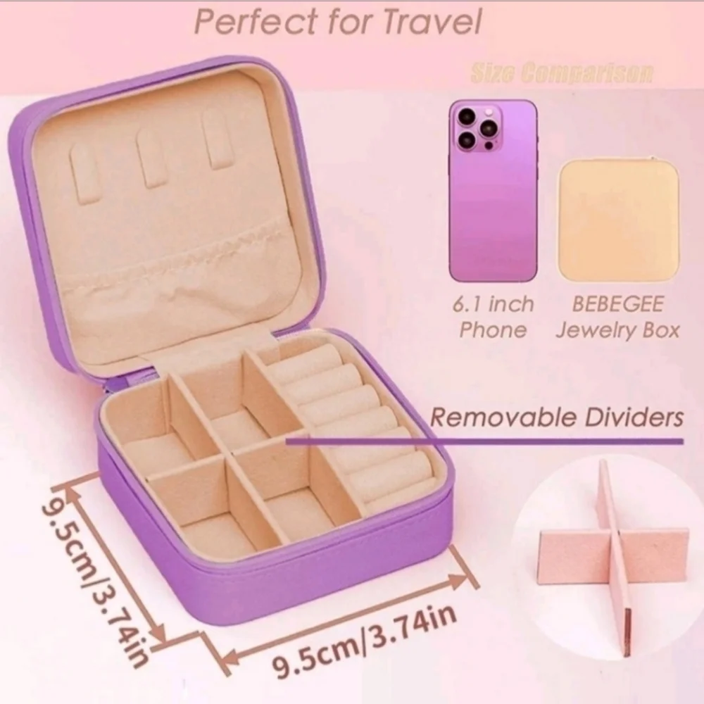 2/$30 NEW Multi Grid Portable Elegant Jewelry Box‎ Gift Organizer (#056)